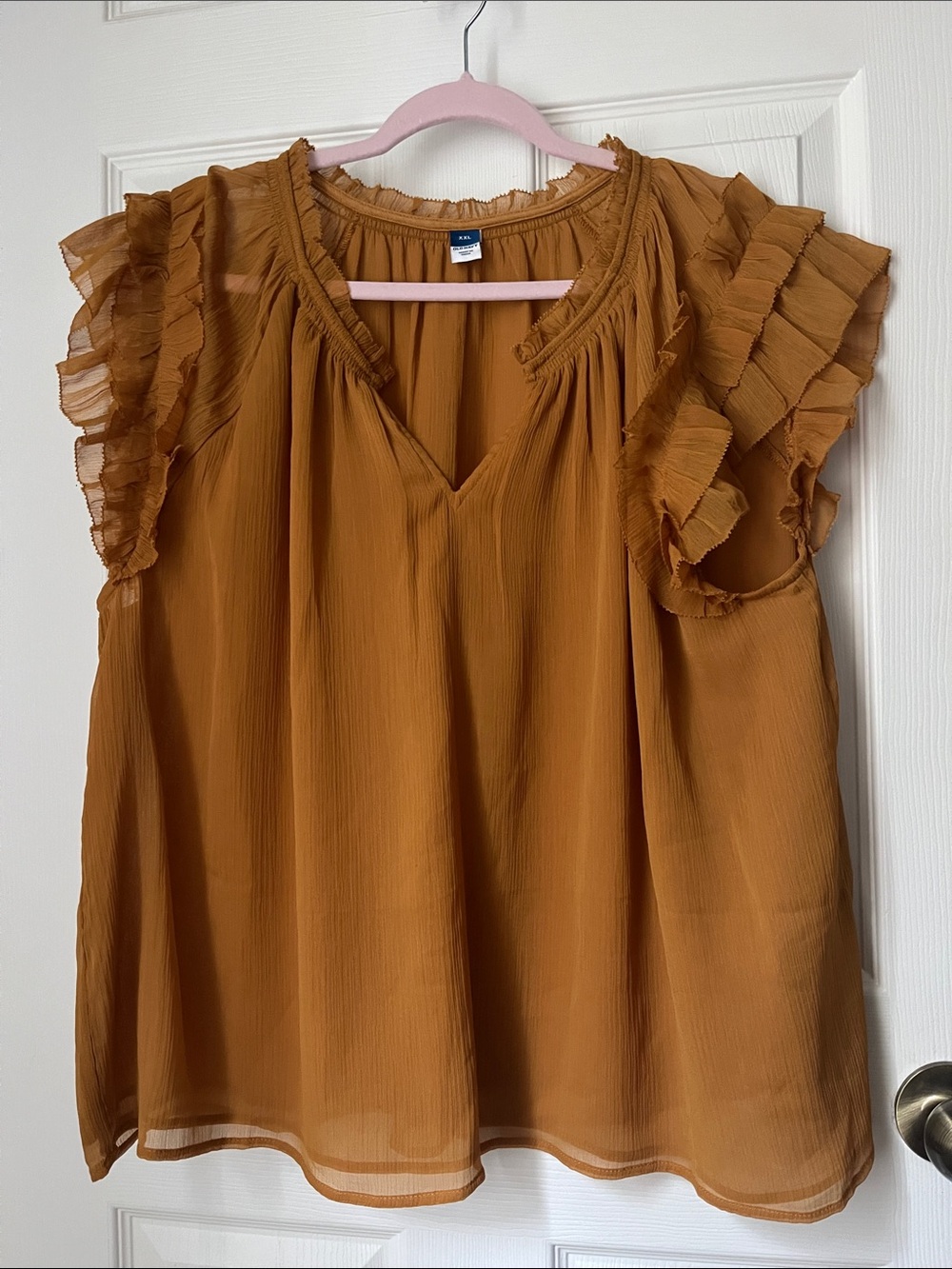 Women’s Ruffle Sleeve Blouse - Mustard
